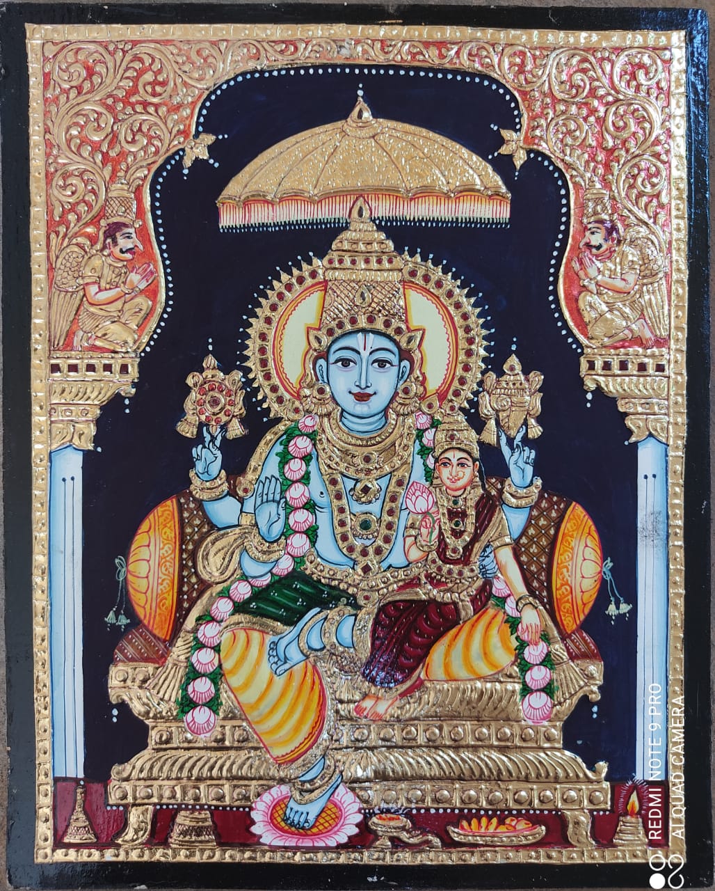 Goddess Lakshmi Narayanan, Tanjore Painting size:15x12inches ...