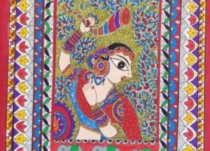 Girl In the garden – Madhubani Painting (46cm x 92cm) – International ...