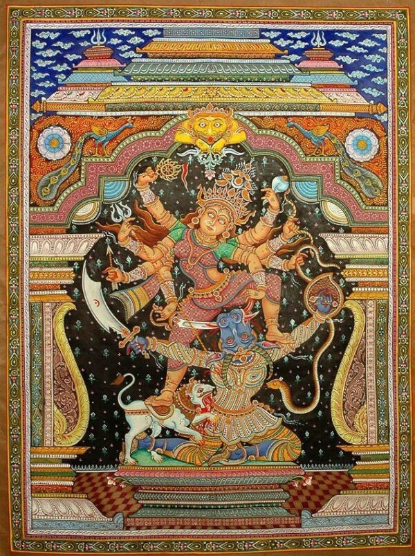 Matha Durga Ma, Pattachitra Painting (30"x40")