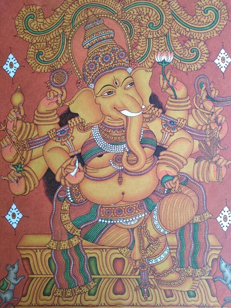 Shakthi Ganapthi - Kerala Mural (70 x 90 cms) - International Indian ...