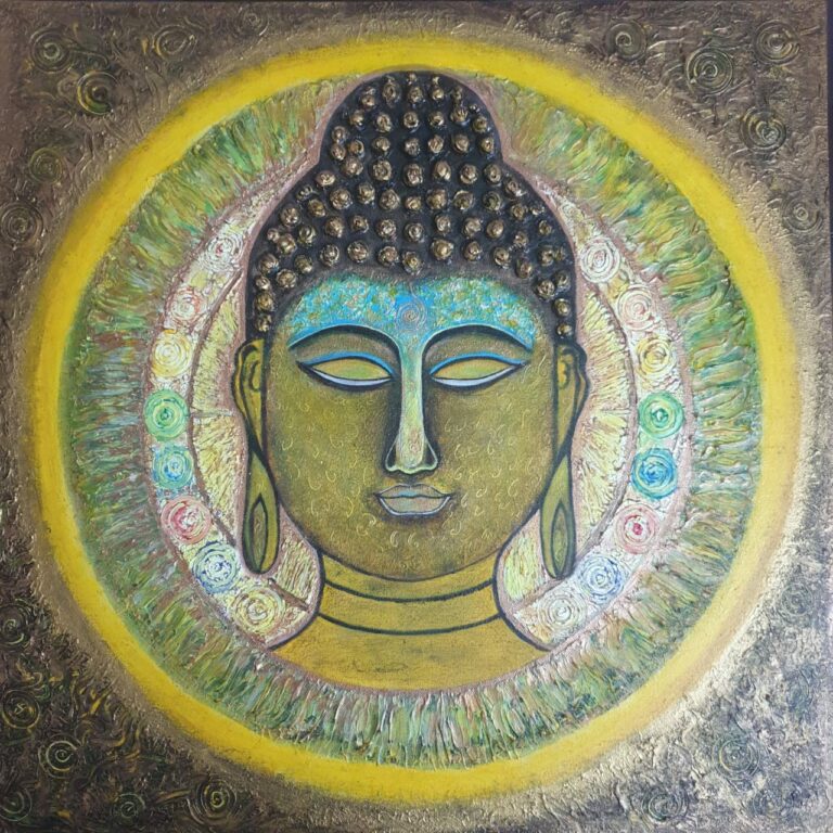 Buddha with the Meditation Chakra – Indian art (24″ x 24 ...