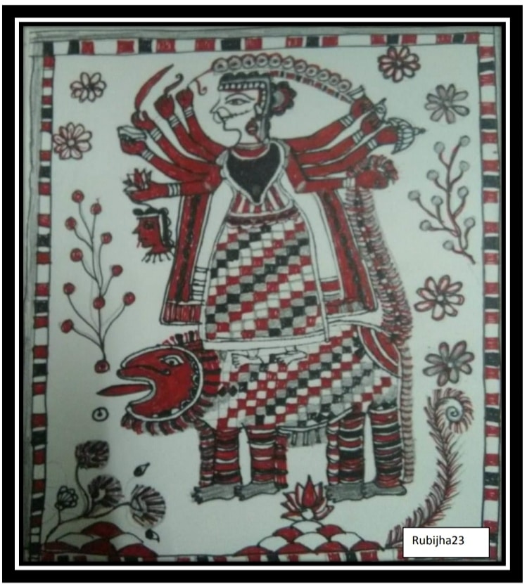 Traditional madhubani folk art, by the artist Sweta Patel