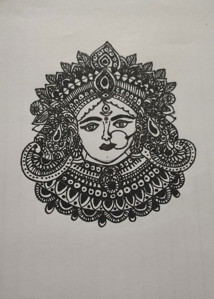 Devi - Indian Art - Mandala Style #23 (Size A4) - International Indian ...