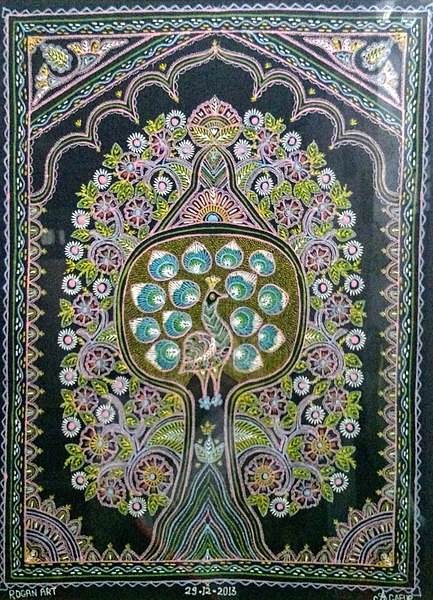 Rogan art with Tree of Life motif, by Abdul Gafur Khatri from Kutch, Gujrat, India.