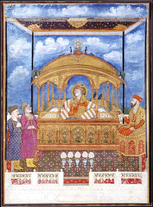 Shah Alam II (reigned 1759–1806) seated on a golden throne. Attributed to Khairullah (active 1800–1815). Source: Wikimedia