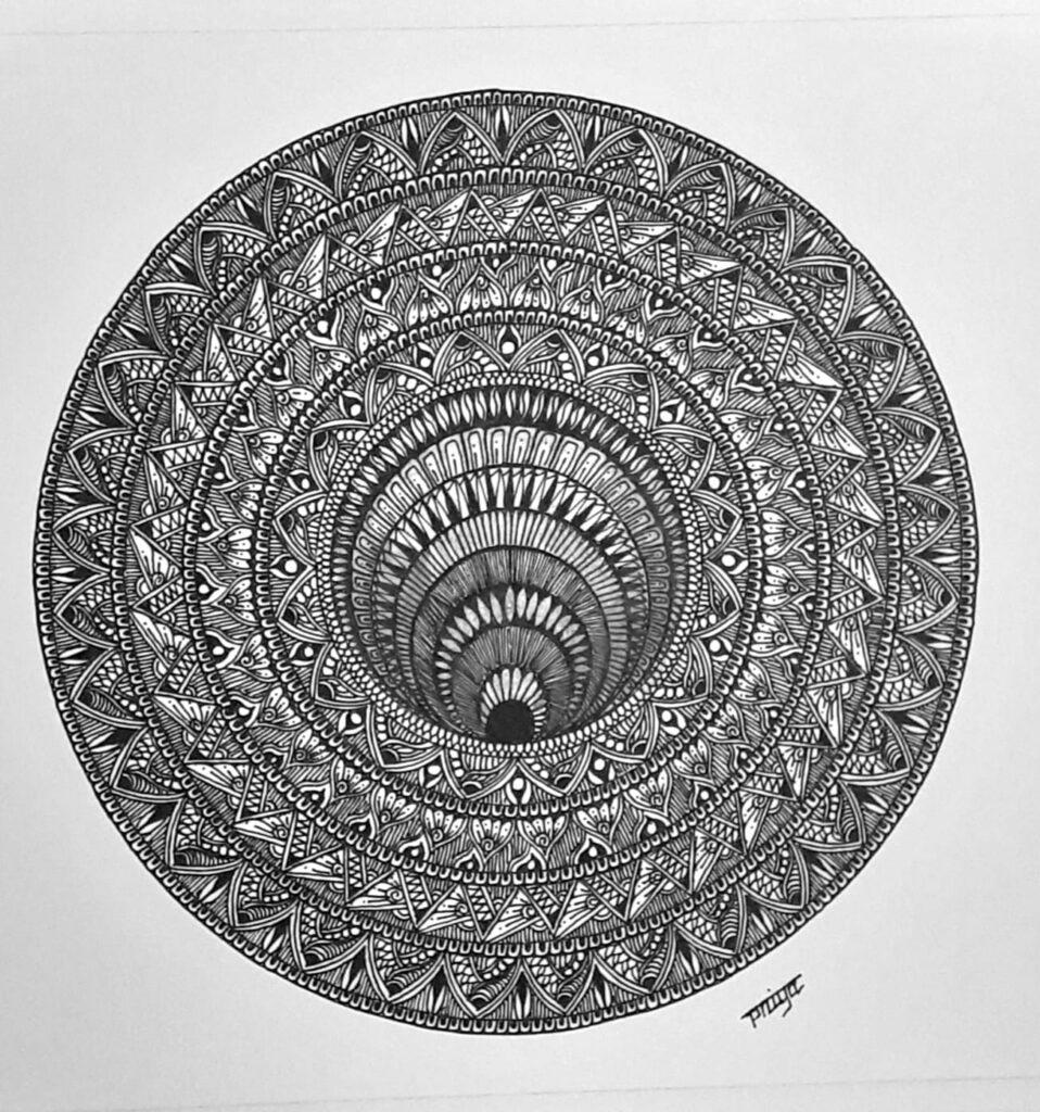 Illusion Mandala2 Mandala Art 275x21cms A4 Paper International Indian Folk Art Gallery