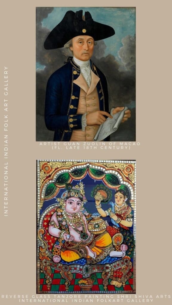 Reverse Glass Tanjore Painting and Italian Version of Glass Painting