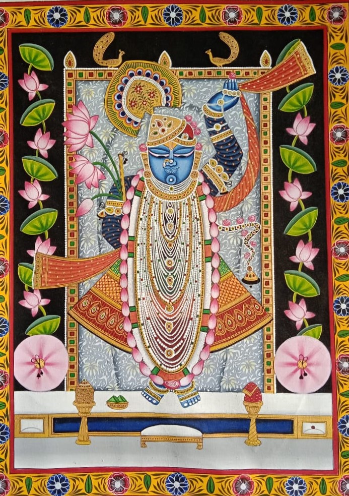 Shreenath Ji Pichwai Painting, Artist Daulat Ram - International Indian Folk Art Gallery