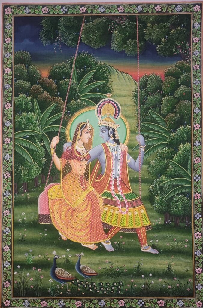 Radha Krishan Rajasthani Miniature Painting, Art & Craft Cottage - International Indian Folk Art Gallery