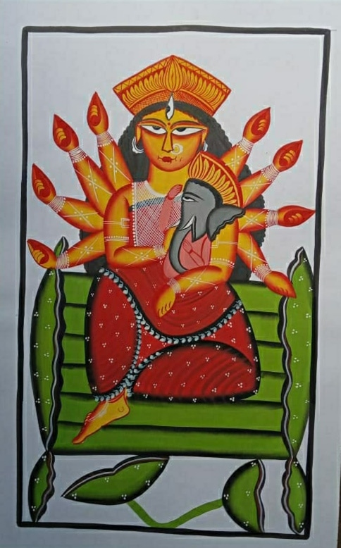 Ganesh Janani - Kalighat painting - Jahuran Chitrakar - 02
