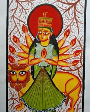 Durga mata - Kalighat painting - Jahuran Chitrakar - 07