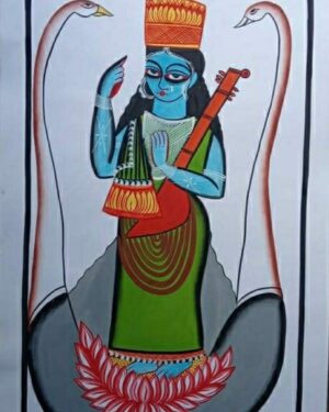 Saraswathi ma - Kalighat painting - Jahuran Chitrakar - 12