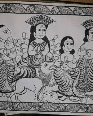 Durga - Kalighat painting - Semaruddin - 02
