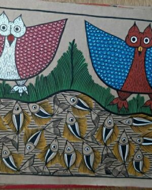 Birds and Fishes - Pattachitra painting - Amiruddin Chitrakar - 01
