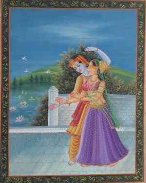 radha krishna - rajasthani painting - Dharmendrayati - 112