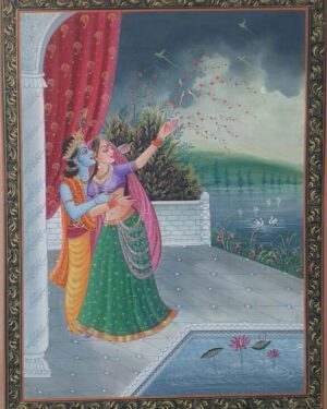 radha krishna - rajasthani painting - Dharmendrayati - 114