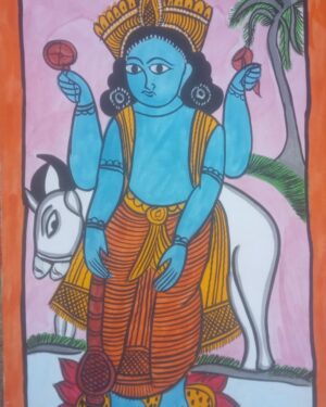 Krishna - Kalighat painting - Jamal Chitrakar - 01