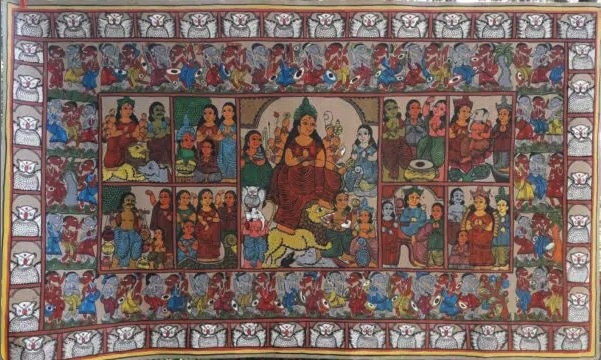 Maa Durga Kalighat-painting-Semaruddin