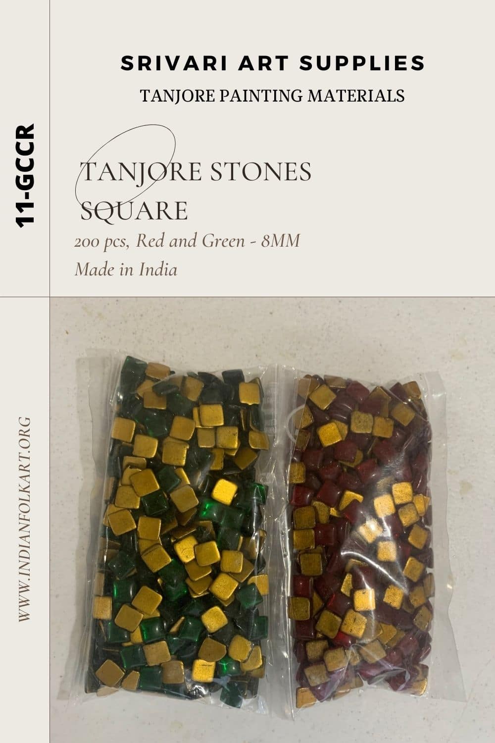 10-GCCR1-Tanjore Painting Stones Kit, Square, Small and Large