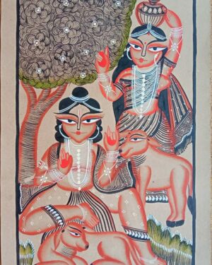 radha krishna - kalighat painting - Layala Chitrakar - 08