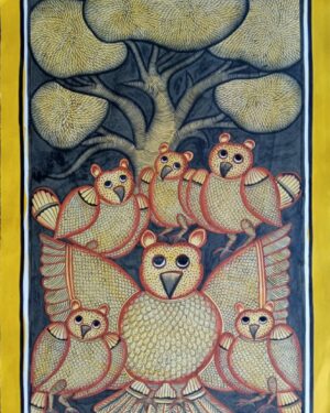 Owls - kalighat painting - Layala Chitrakar - 09