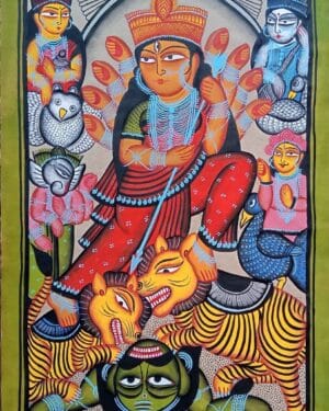 Maa Durga - Kalighat painting - Farid Chitrakar - 08