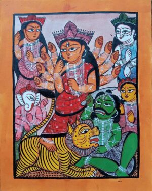 Maa Durga - Kalighat painting - Hasina Chitrakar - 02