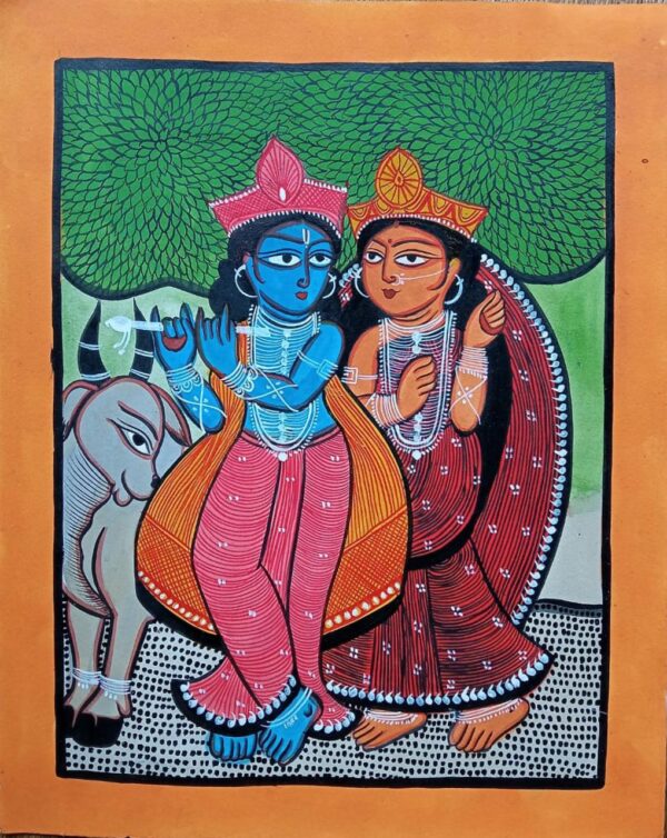 Radha Krishna - Kalighat painting - Hasina Chitrakar - 04
