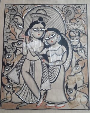 Radha Krishna - Kalighat painting - Samir Chitrakar - 06