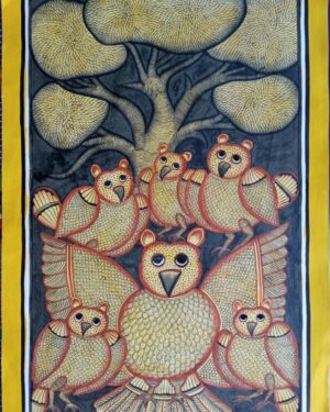 Owl family - Patua-Pattachitra painting - Hasina Chitrakar - 05