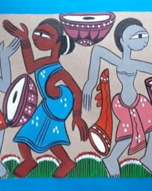 Tribal dance - Patua-Pattachitra painting - Rojina - 02