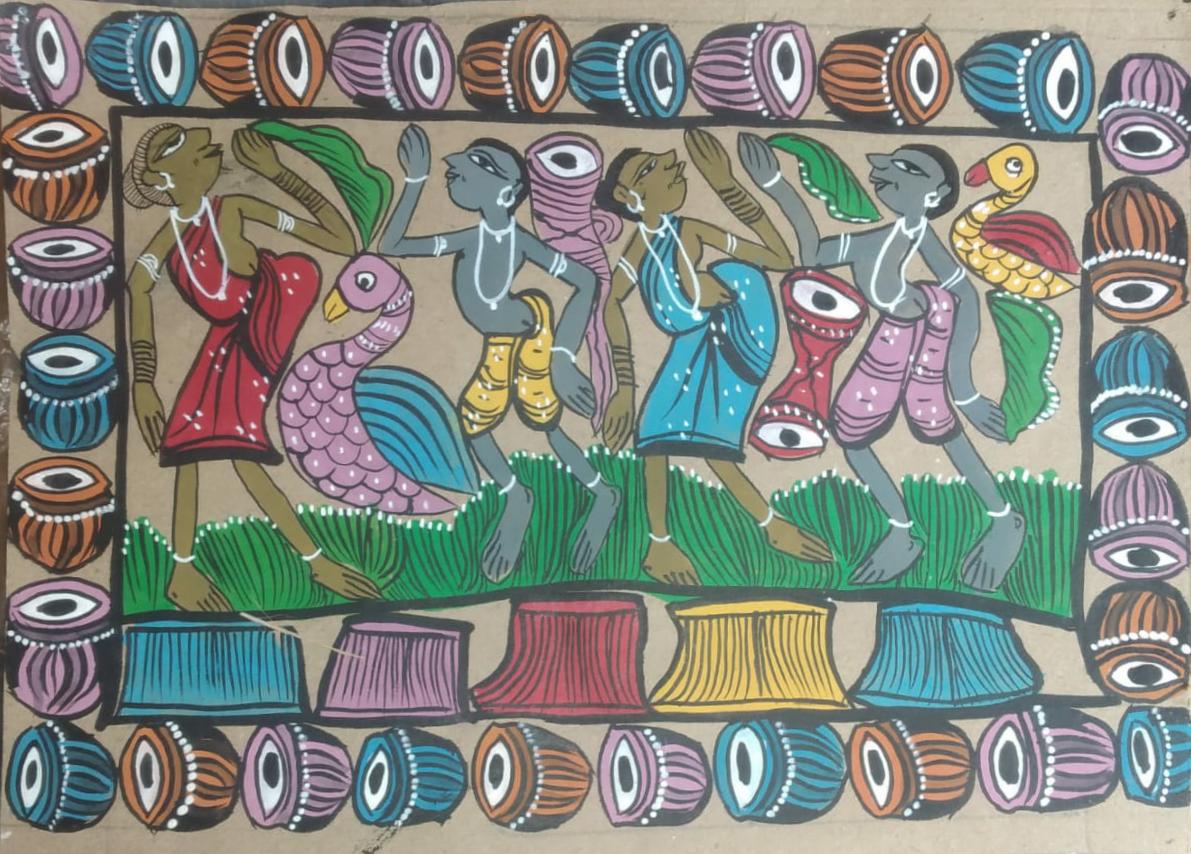 Tribal dance #3 - Patua/Pattachitra painting (14