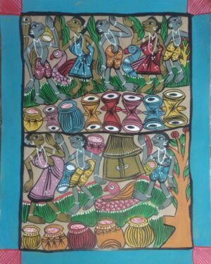 Tribal dance - Patua-Pattachitra painting - Sarabala - 04
