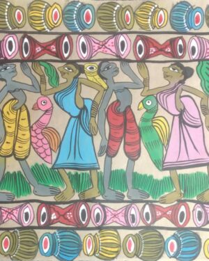 Tribal dance - Patua-Pattachitra painting - Sarabala - 07