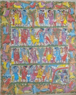 Tribal dance - Patua-Pattachitra painting - Sitara Chitrakar - 06
