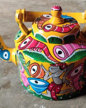 Patua art handpainted kettle - Indian handicraft - Mabiya - 03