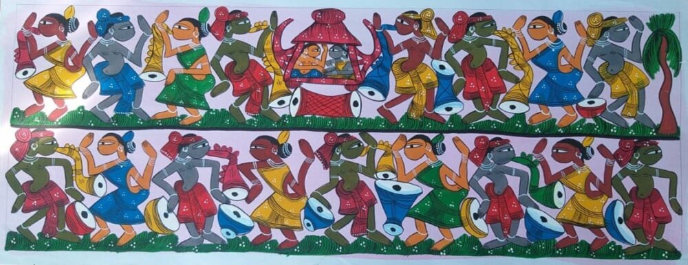 Handpainted Patua Painting by Laltu Chitrakar (7 x 11 in)