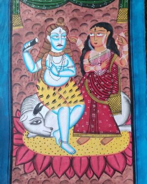 Shiva Parvati Kalighat Painting Susovan Chitrakar 04