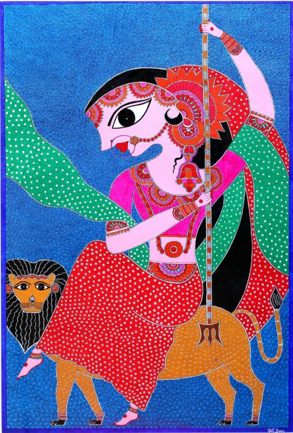 Maa Durga - Madhubani painting - Renu Singh - 07
