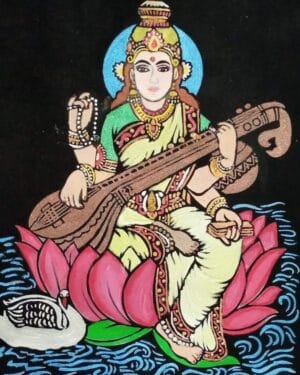 Maa Saraswathi - Madhubani painting - Ashish - 09