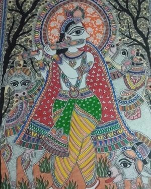 Krishna - Madhubani painting - Bhagavan Thakur - 09