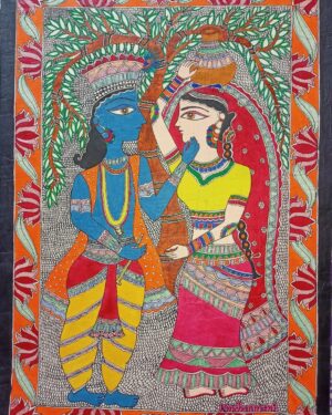 Radha Krishna - Madhubani painting - Kanchan - 08
