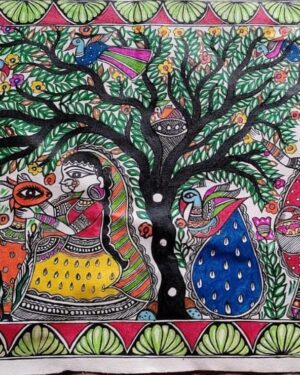 Sita aur Sakhi - Madhubani painting - Priya Jha - 07