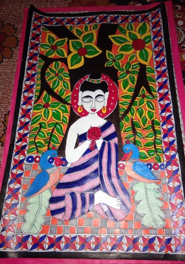 Buddha - Madhubani painting - Reshami Kumari - 11