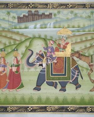 rajasthani royal procession - rajasthani painting - Dharmendrayati - 123