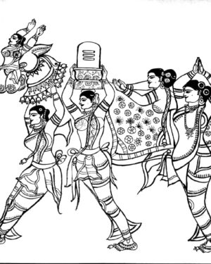 Girls forming Nandi - Indian Art - Raju - 01