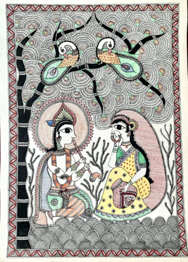 Radha Krishna - Madhubani painting - Shradha Joshi - 03