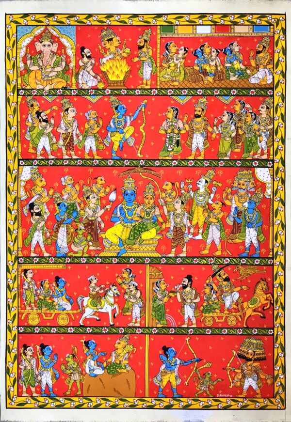 Ramayana Story Cheriyal Scroll Painting Rakesh 06