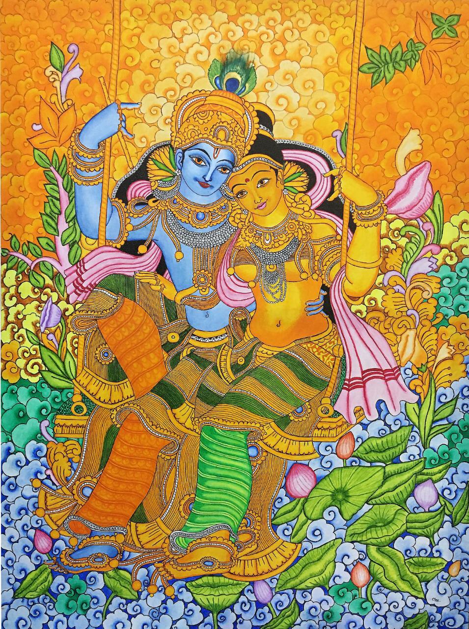 Divine Love - Radha Krishna - Kerala Mural (30