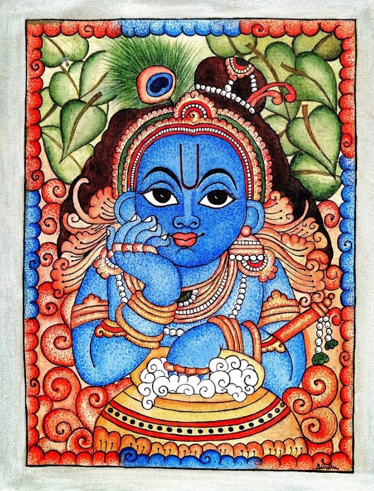 Shree Krishna - Kerala Mural painting (30 x 40 cms) - International ...
